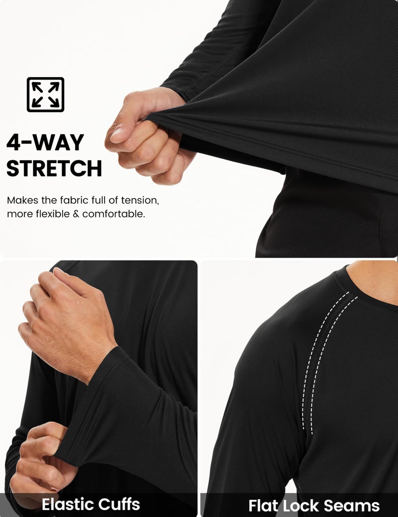TACVASEN Long Sleeve Shirts for Men Dry Fit UPF 50+ UV Protection Lightweight T-Shirt Workout Running Tee Surf Rash Guard Black M - Image 3